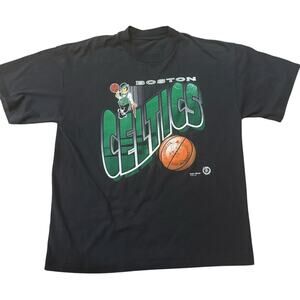 Vtg 90s Boston Celtics Black Tee Shirt Youth XL NBA Basketball Single Stitch*